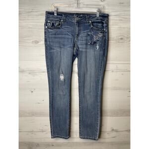 INC Jeans Womens 6 Blue Distressed Skinny Leg‎ Regular Mid Rise Denim Stretch